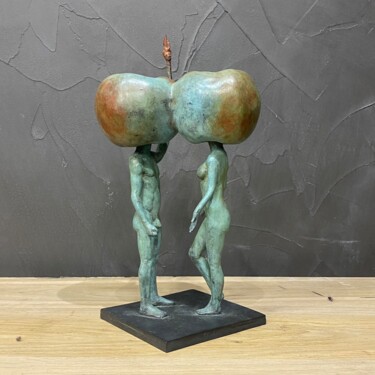 Sculpture titled "Adam et Ève, deux p…" by Guillaume Werle, Original Artwork, Bronze