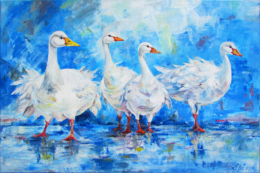 "Family. Geese After…" başlıklı Tablo Tetiana Yakubova tarafından, Orijinal sanat, Akrilik Ahşap Sedye çerçevesi üzerine mon…