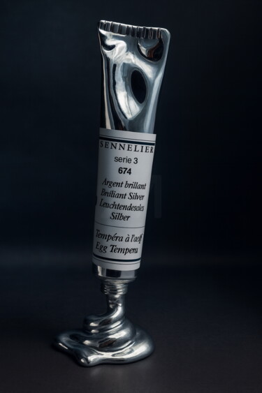 Sculpture intitulée "Art Attack Silver" par Sagrasse, Œuvre d'art originale, Résine