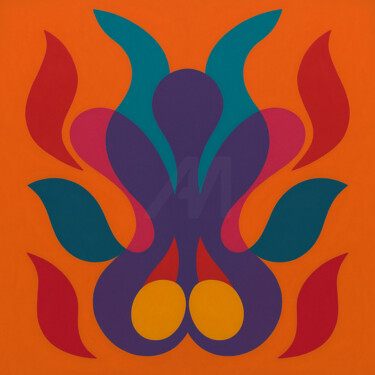 Arts numériques intitulée "Éveil Symétrique" par Yahya Ahssaini, Œuvre d'art originale, Peinture numérique