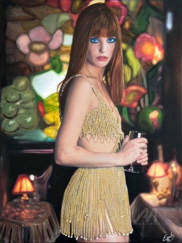 Peinture intitulée "Jane Birkin Tchin-T…" par Erika Cool, Œuvre d'art originale, Acrylique Monté sur Châssis en bois