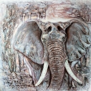 Painting titled "Elephant painting,…" by Natal A Litos, Original Artwork, Acrylic