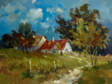 "Houses in the Forest" başlıklı Tablo Yuriy Suprunchuk tarafından, Orijinal sanat, Petrol Karton üzerine monte edilmiş