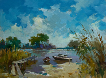 Painting titled "After a Hard Day in…" by Yuriy Suprunchuk, Original Artwork, Oil Mounted on Cardboard