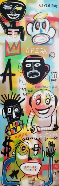 绘画 标题为“SPACO Cut OFF Virus…” 由Spaco, 原创艺术品, 丙烯 安装在木质担架架上