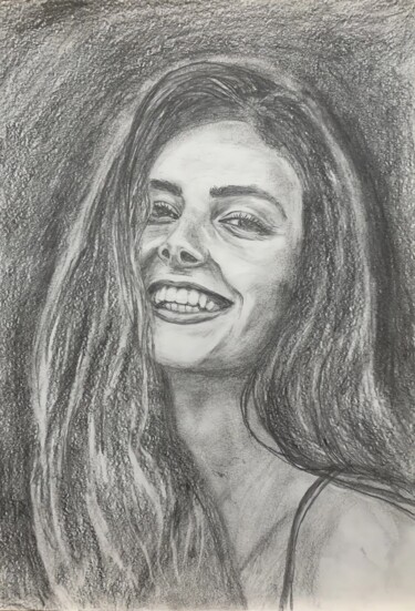 Картина под названием "Effortless Smile –…" - Lyubov Popova, Подлинное произведение искусства, Карандаш