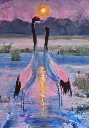 Painting titled "Nasze Randez-Vous,…" by Ewa Mościszko, Original Artwork, Acrylic