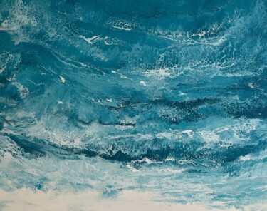 Painting titled "Azure Waves" by Nataliia Mcmillian, Original Artwork, Acrylic