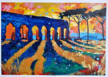 Painting titled "Tramonto tra gli ar…" by Chiara Costantini, Original Artwork, Acrylic