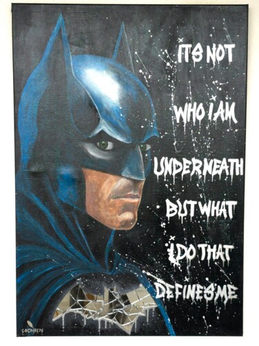 Malerei mit dem Titel "I am Batmann" von Cochise 76, Original-Kunstwerk, Tempera Auf Keilrahmen aus Holz montiert