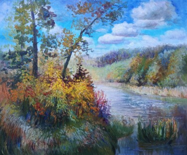 Ζωγραφική με τίτλο "Joseph's pond" από Bogdan Ermakov, Αυθεντικά έργα τέχνης, Λάδι Τοποθετήθηκε στο Ξύλινο φορείο σκελετό