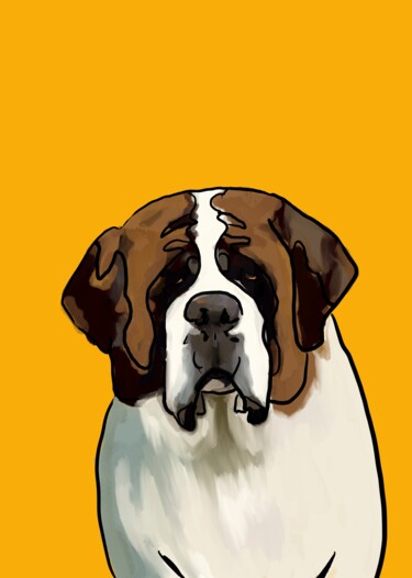 Peinture intitulée "St Bernard" par Sasha Fofanova, Œuvre d'art originale, Peinture numérique