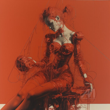 Arts numériques intitulée "Entwined in Crimson…" par Suima, Œuvre d'art originale, Image générée par l'IA