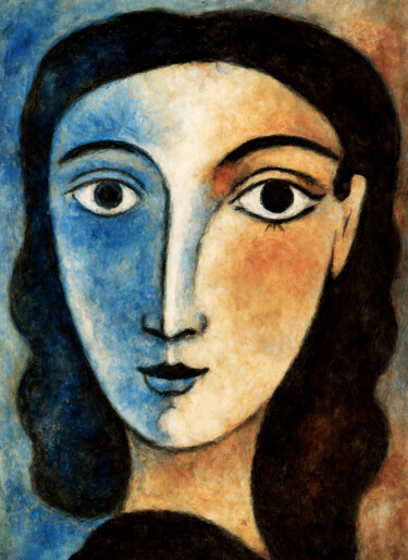 Arts numériques intitulée "Visage de femme" par Pacôme Coquet, Œuvre d'art originale, Image générée par l'IA Monté sur Alumi…