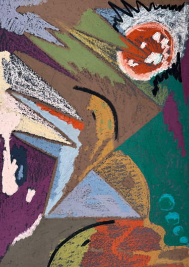 Malarstwo zatytułowany „Geometric Abstracti…” autorstwa Evgeniya Minina Zhemi, Oryginalna praca, Pastel