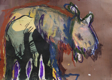 Schilderij getiteld "Mammal" door Miloš Hronec, Origineel Kunstwerk, Acryl