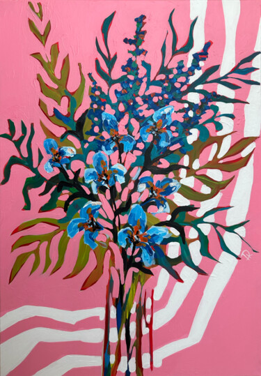 "Pink floral painting" başlıklı Tablo Darina Komorowski tarafından, Orijinal sanat, Akrilik