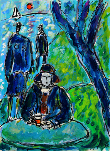 Ζωγραφική με τίτλο "Coucher de soleil" από Jean Mirre, Αυθεντικά έργα τέχνης, Λάδι