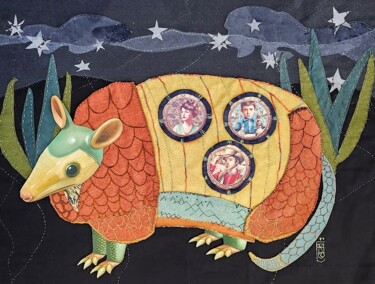 Textile Art titled "Une histoire Améric…" by Marie-Noel Bouillé, Original Artwork, Patchwork Mounted on Cardboard