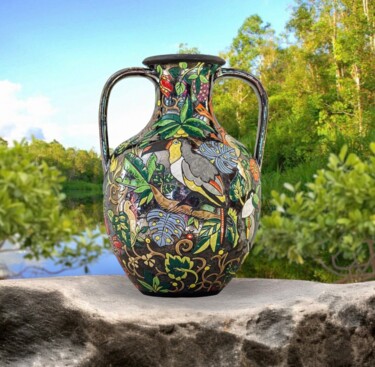 Sculpture titled "Jardin des tropiques" by Marie Hangard, Original Artwork, Ceramics