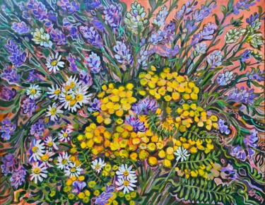 Malarstwo zatytułowany „Autumn bouquet with…” autorstwa Annie Dove, Oryginalna praca, Akryl Zamontowany na Drewniana rama no…