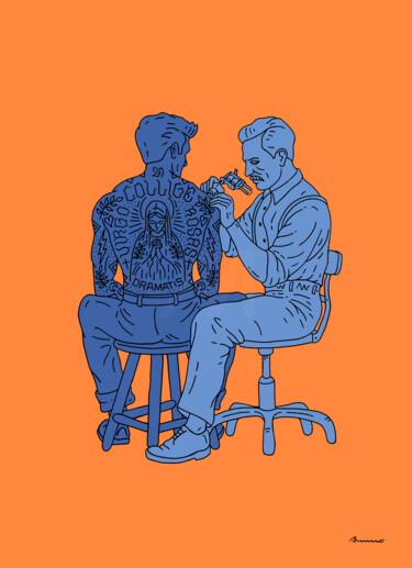 Digitale Kunst mit dem Titel "Minimalisme trait T…" von Bruno, Original-Kunstwerk, Bleistift