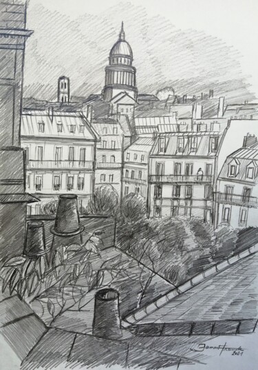 图画 标题为“Paris la belle capi…” 由Franck Jamart, 原创艺术品, 铅笔