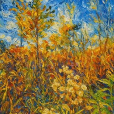 Digital Arts titled "landscape autumn gr…" by Evgenia Rod Borovikova, Original Artwork, Acrylic