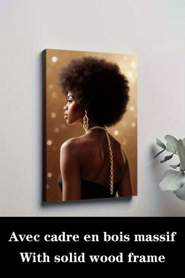 Printmaking titled "Elegant Golden Jewe…" by Jiang Hua Liang, Original Artwork, Inkjet Mounted on Wood Stretcher frame