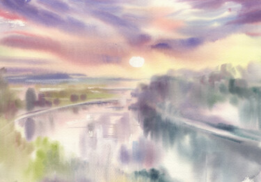 "Dawn in pastel colo…" başlıklı Tablo Alla Prisakar. tarafından, Orijinal sanat, Suluboya