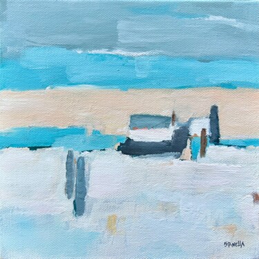 Painting titled "Paysage de neige" by Johanne Spinella, Original Artwork, Acrylic