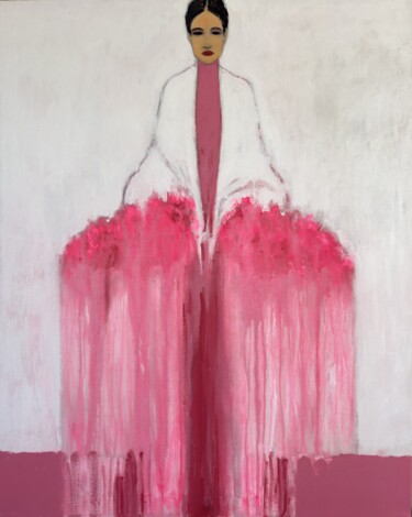 Painting titled "Girl with a Bouquet…" by Incognito, Original Artwork, Acrylic