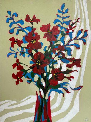 Peinture intitulée "Poppies in the stil…" par Darina Komorowski, Œuvre d'art originale, Acrylique