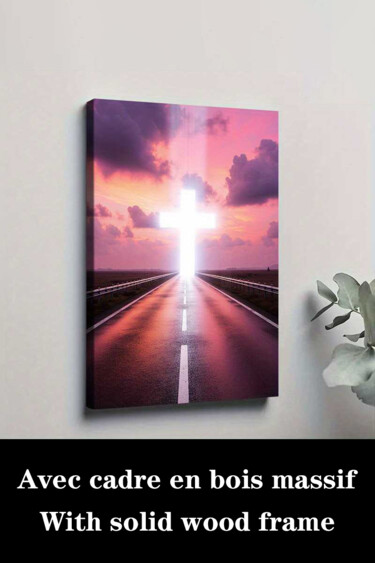 Printmaking titled "Large Christian Rel…" by Jiang Hua Liang, Original Artwork, Inkjet Mounted on Wood Stretcher frame