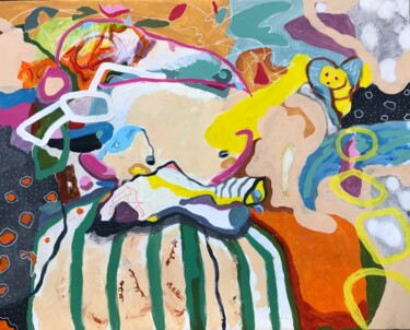 Malerei mit dem Titel ""TRIPPY, TRIPPY DUC…" von Sopo Simonishvili, Original-Kunstwerk, Acryl