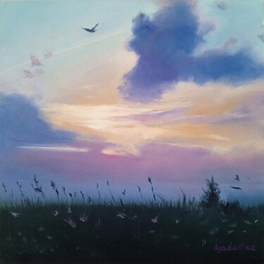 "Bird over the Lilac…" başlıklı Tablo Inna Agadullina tarafından, Orijinal sanat, Petrol Karton üzerine monte edilmiş