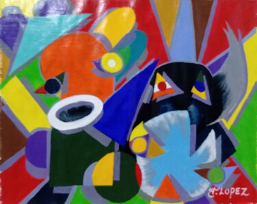 Painting titled "Pieza cubismo en ac…" by Jaime Lopez, Original Artwork, Acrylic