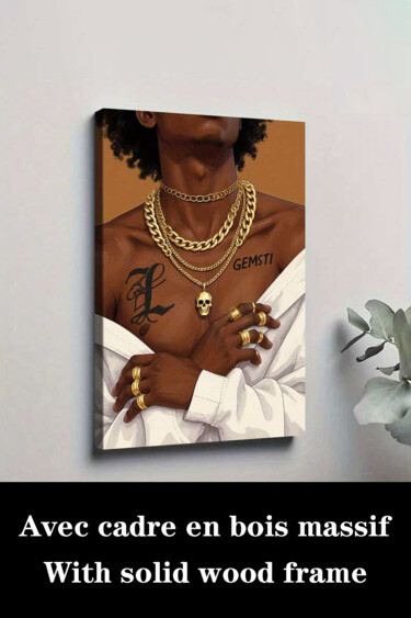 "Golden Jewelry Art" başlıklı Baskıresim 江华 梁 tarafından, Orijinal sanat, Mürekkep püskürtmeli Ahşap Sedye çerçevesi üzerine…