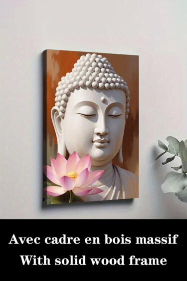 Printmaking titled "Buddha for Lotus Wa…" by Jiang Hua Liang, Original Artwork, Inkjet Mounted on Wood Stretcher frame