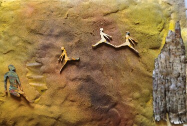 Collages titled "Paroi 6" by Alain Noble, Original Artwork, Collages