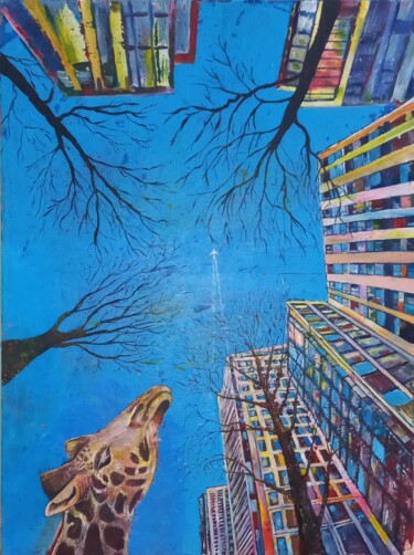 Pintura intitulada "Urban Dreams: Reali…" por Alena Ermolina, Obras de arte originais, Acrílico