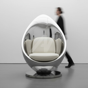 Γλυπτική με τίτλο "Egg Chair#1" από Daniel Kei Wo, Αυθεντικά έργα τέχνης, Από ανοξείδωτο χάλυβα