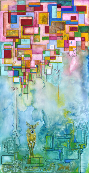 Peinture intitulée "Il giardino del Sé" par Milena Nicosia, Œuvre d'art originale, Pigments Monté sur Châssis en bois