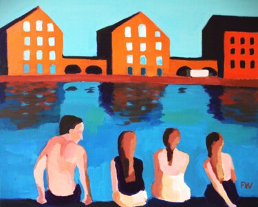 "Les amis de Copenha…" başlıklı Tablo Francois Xavier Vaudeleau tarafından, Orijinal sanat, Akrilik Ahşap Sedye çerçevesi üz…