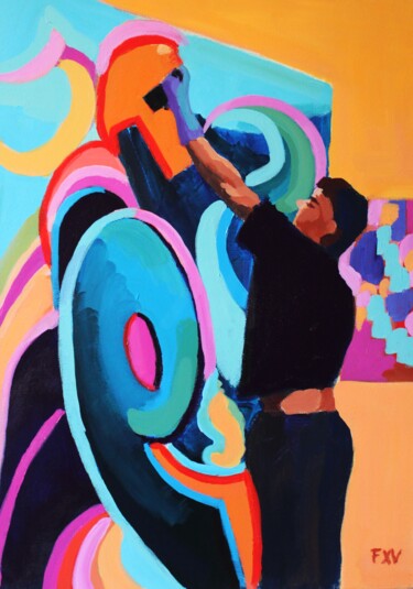 "Street art à Copenh…" başlıklı Tablo Francois Xavier Vaudeleau tarafından, Orijinal sanat, Akrilik Ahşap Sedye çerçevesi üz…