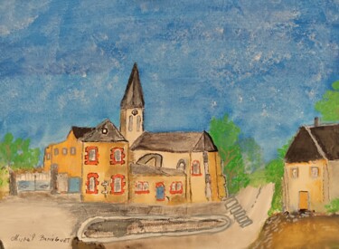 绘画 标题为“L église de soues” 由Dreamer65p Beringuet, 原创艺术品, 丙烯 安装在木质担架架上