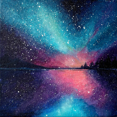 Pintura intitulada "Northern Lights 3 —…" por Tatiana Skrynnikova, Obras de arte originais, Acrílico Montado em Outro painel…