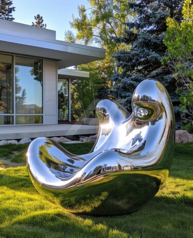 Skulptur mit dem Titel "Hug Me#3" von Daniel Kei Wo, Original-Kunstwerk, Edelstahl