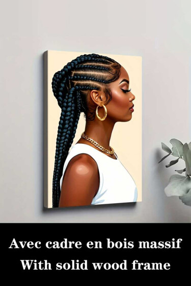 Printmaking titled "Elegant Braided Hai…" by Jiang Hua Liang, Original Artwork, Inkjet Mounted on Cardboard