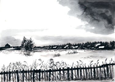 Рисунок под названием "Among the Winter 39…" - Владимир Абаимов, Подлинное произведение искусства, Чернила